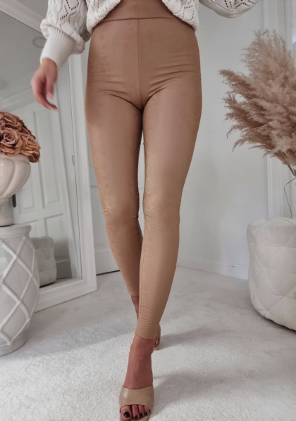 Legginsy LEATHER – jasny brąz