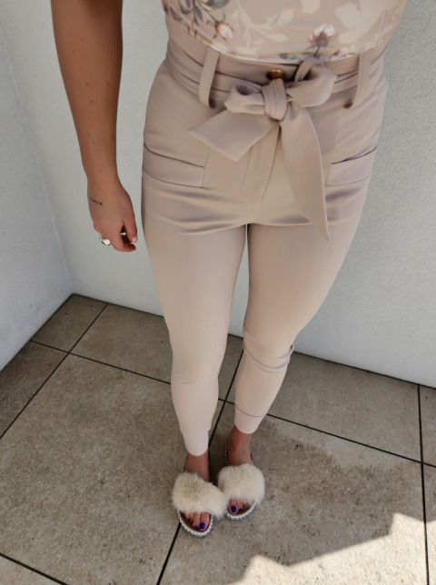 Fabric pants ELLE – light beige By Me
