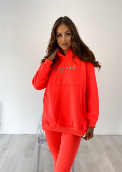 Bluza SARA LOGO neonowa koral - SEMPRE