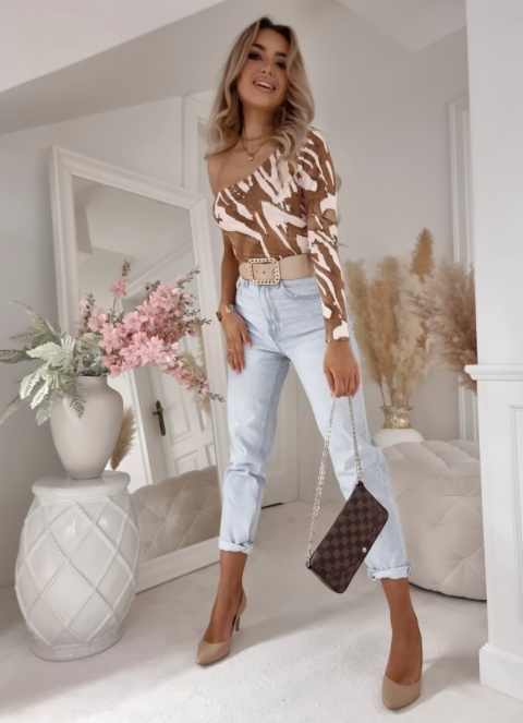 Bluzka Jedno Ramię – beżowa By me