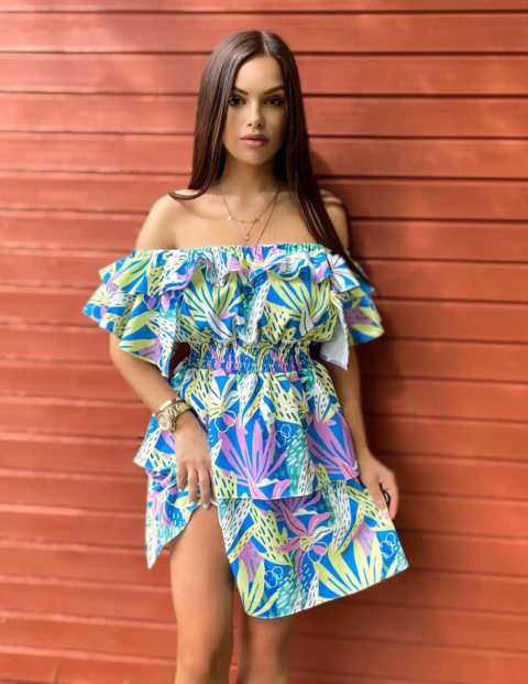 Dress VALENTINA flowers multicolor By Mielczarkowski Dress VALENTINA flowers multicolor By Mielczarkowski
