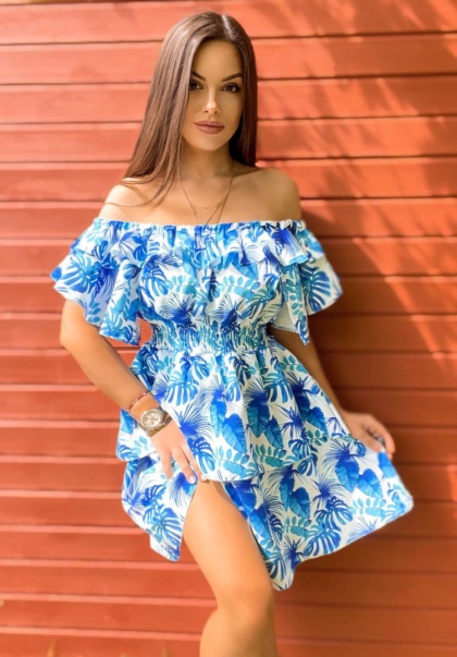 Sukienka VALENTINA niebieskie kwiaty By Mielczarkowski