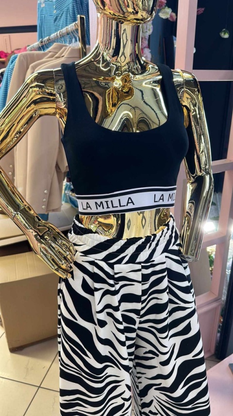 Szerokie spodnie dresowe HIGH STANDARDS zebra La milla