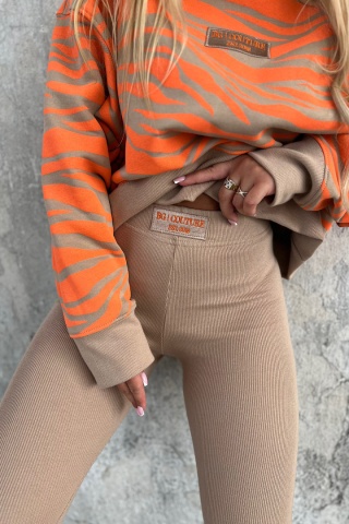 Legginsy BG SHAPE beż z pomarańczowym Brandenburg
