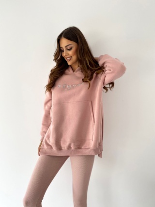 Legginsy prążek puder róż SEMPRE