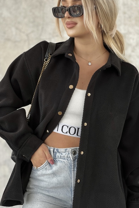 Płaszcz koszulowy BG WOOLY WOMAN czarny Brandenburg