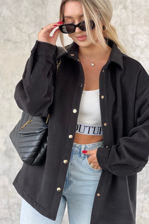 Płaszcz koszulowy BG WOOLY WOMAN czarny Brandenburg