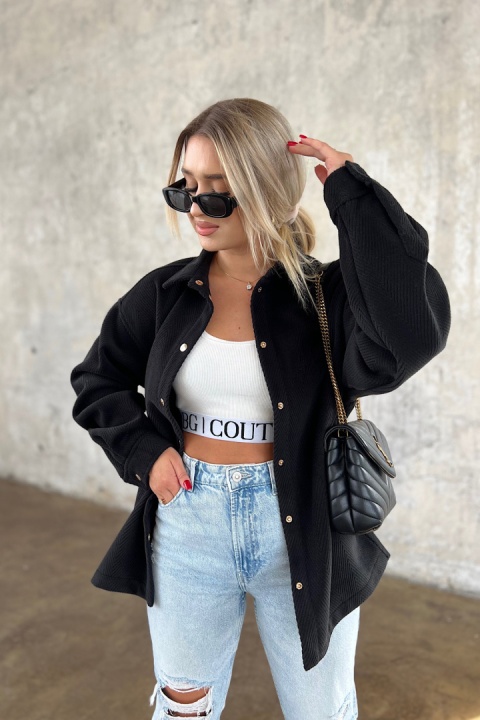 Płaszcz koszulowy BG WOOLY WOMAN czarny Brandenburg