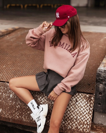 Bluza dresowa COLLEGE brudny róż La Milla