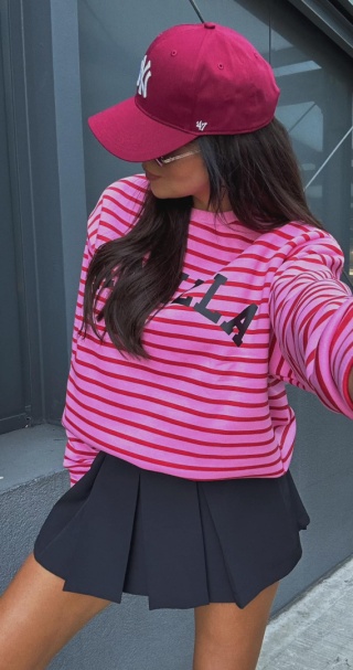 Bluza dresowa w paski COLLEGE paski róż La Milla