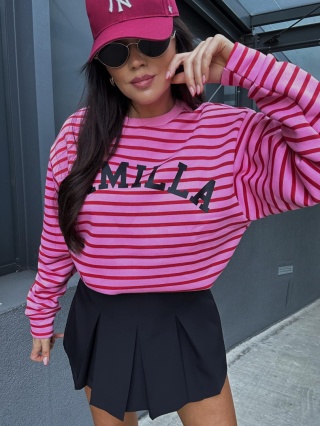 Bluza dresowa w paski COLLEGE paski róż La Milla