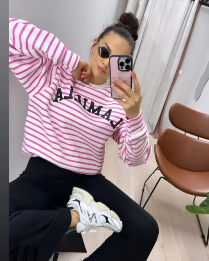 Bluza dresowa w paski COLLEGE paski ecru La Milla