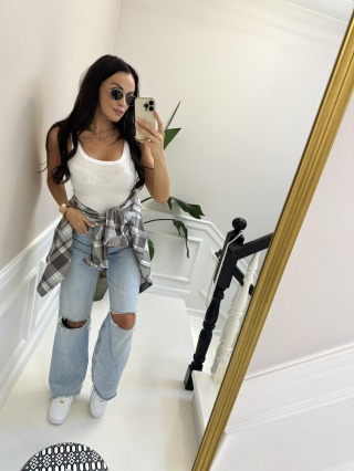 Koszula flanelowa w kratkę szara z błękitem La Milla