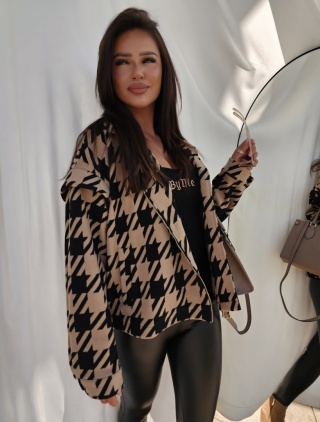 Kurtka żakiet z wełną – beżowo – czarna By me