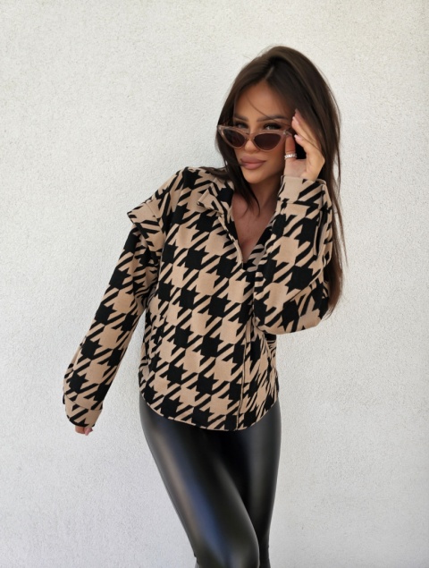 Kurtka żakiet z wełną – beżowo – czarna By me