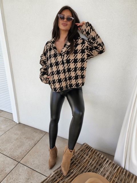 Kurtka żakiet z wełną – beżowo – czarna By me