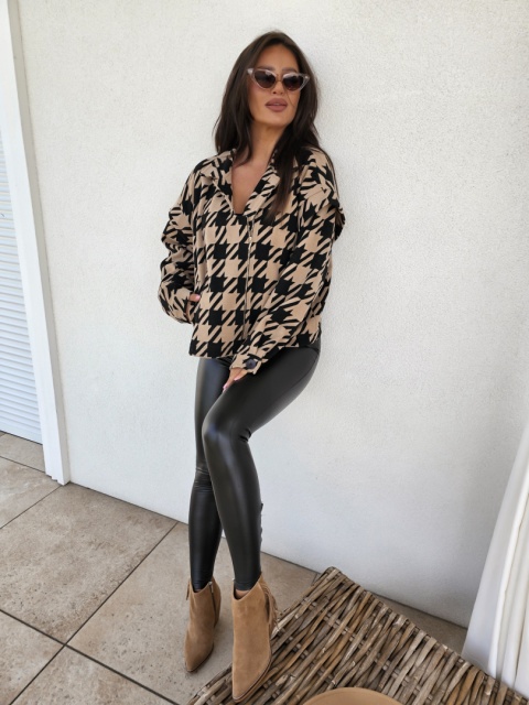 Kurtka żakiet z wełną – beżowo – czarna By me