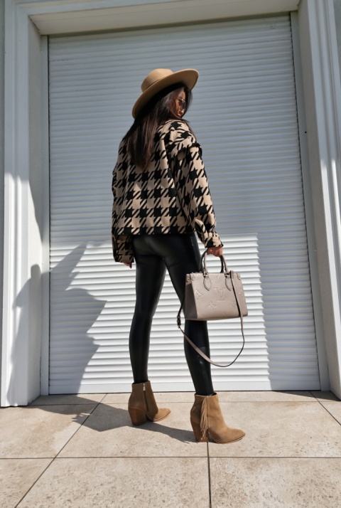 Kurtka żakiet z wełną – beżowo – czarna By me