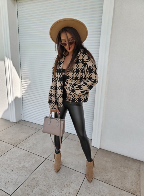 Kurtka żakiet z wełną – beżowo – czarna By me