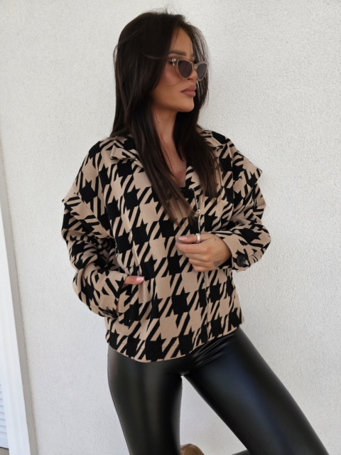 Kurtka żakiet z wełną – beżowo – czarna By me