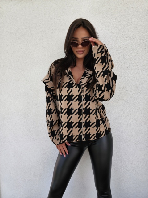 Kurtka żakiet z wełną – beżowo – czarna By me