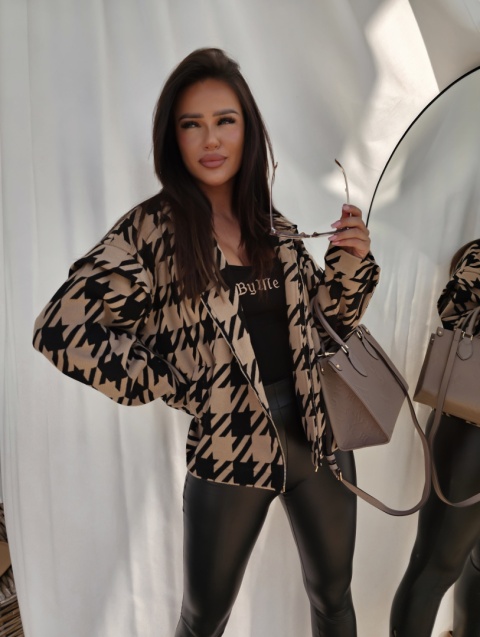 Kurtka żakiet z wełną – beżowo – czarna By me