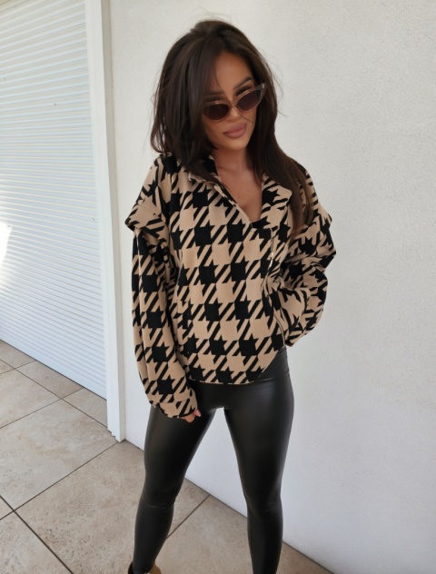 Kurtka żakiet z wełną – beżowo – czarna By me