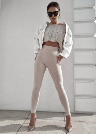 Legginsy AMA – prążek beż By Me