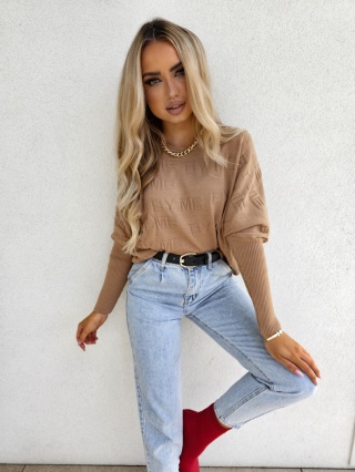 Sweter z kaszmirem PARIS ciemny beż By Me