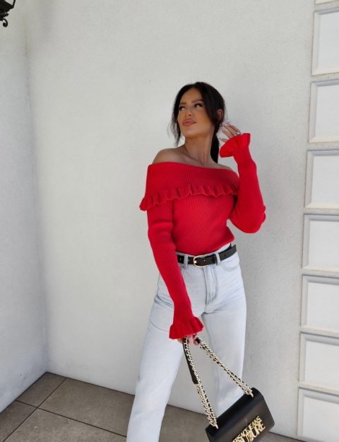 Sweter z kaszmirem ROZENEK – czerwony By Me