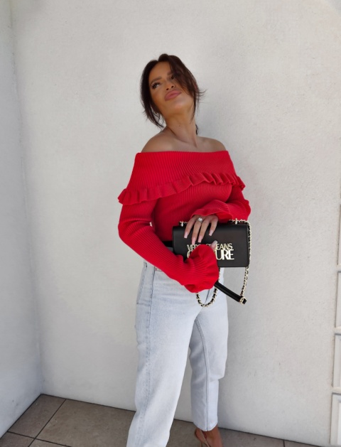 Sweter z kaszmirem ROZENEK – czerwony By Me