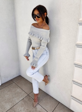 Sweter z kaszmirem ROZENEK – szary By Me