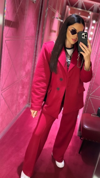 Garnitur dresowy marynarka i spodnie FANCY bordo La Milla