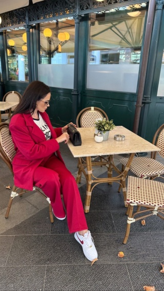 Garnitur dresowy marynarka i spodnie FANCY bordo La Milla