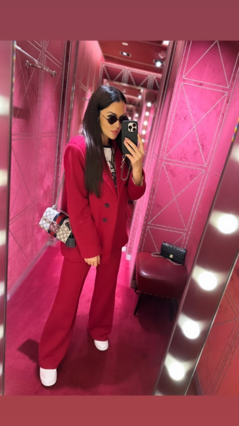 Garnitur dresowy marynarka i spodnie FANCY bordo La Milla