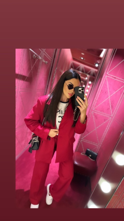 Garnitur dresowy marynarka i spodnie FANCY bordo La Milla