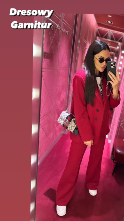 Garnitur dresowy marynarka i spodnie FANCY bordo La Milla