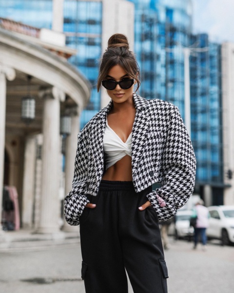 Marynarka w pepitkę STYLE short La Milla