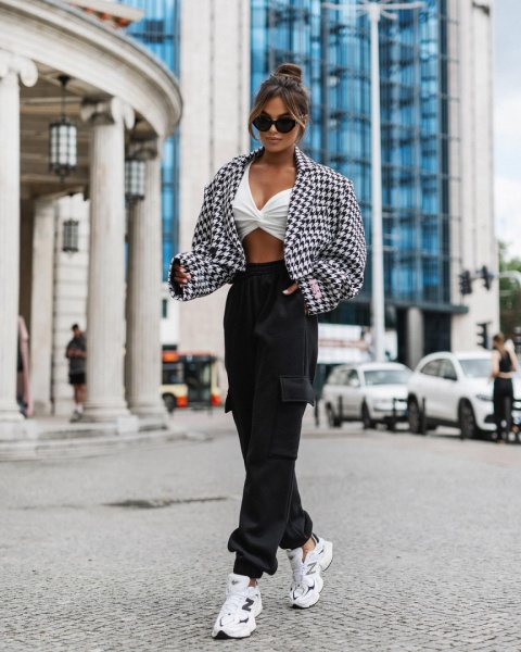 Marynarka w pepitkę STYLE short La Milla