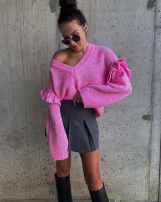 Różowy sweter z falbankami BELLA La Milla