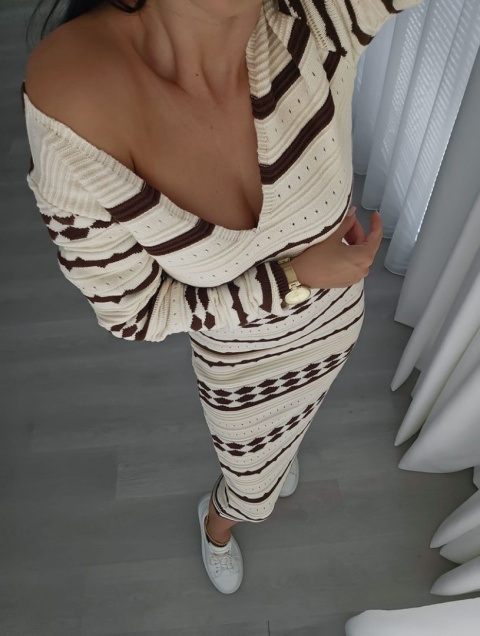 Sukienka z domieszką kaszmiru MELINDA beżowa By me