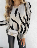 Sweter AIDA zebra – beżowo-czarna By Me