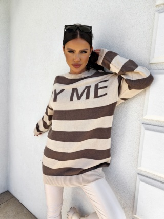 Sweter z kaszmirem MONTEGO – czekoladowo – beżowy By Me