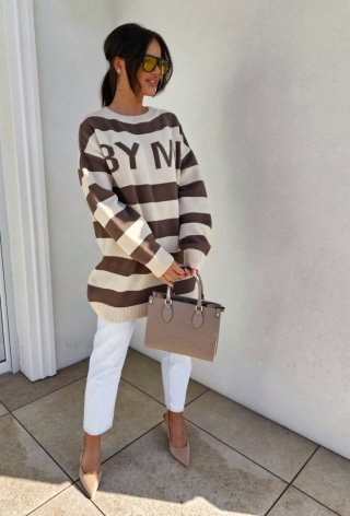 Sweter z kaszmirem MONTEGO – czekoladowo – beżowy By Me