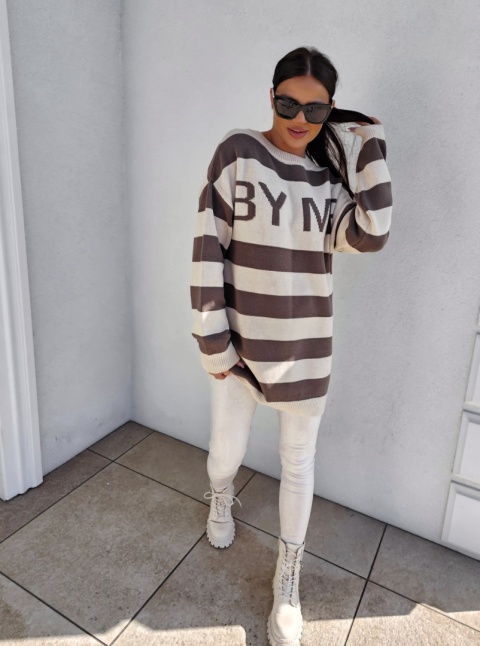 Sweter z kaszmirem MONTEGO – czekoladowo – beżowy By Me