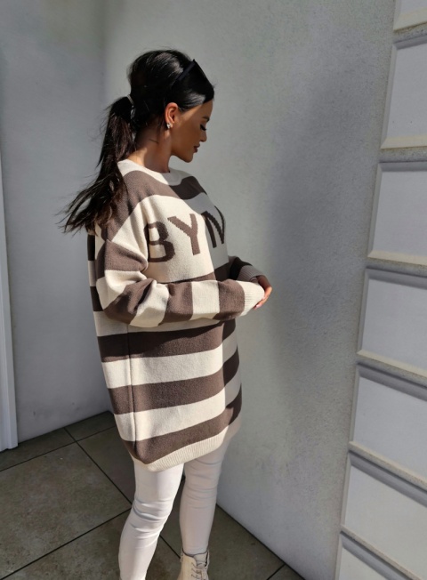 Sweter z kaszmirem MONTEGO – czekoladowo – beżowy By Me