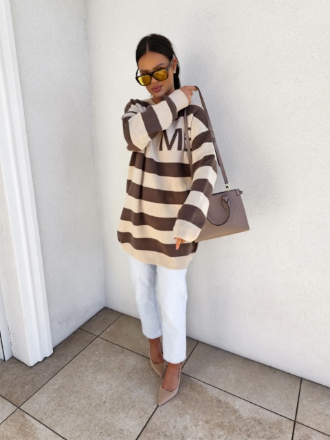 Sweter z kaszmirem MONTEGO – czekoladowo – beżowy By Me