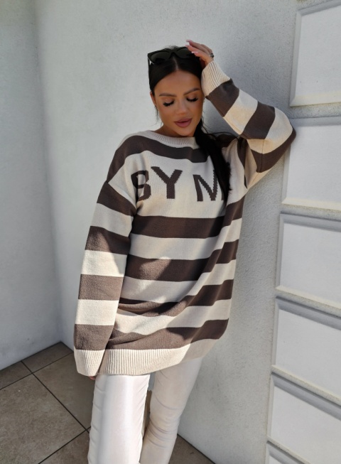 Sweter z kaszmirem MONTEGO – czekoladowo – beżowy By Me