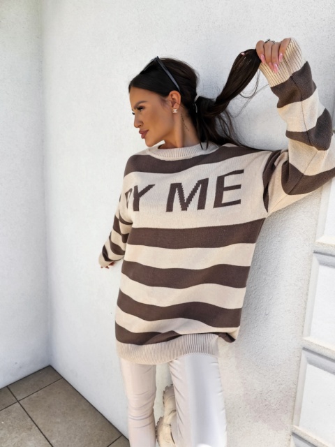 Sweter z kaszmirem MONTEGO – czekoladowo – beżowy By Me