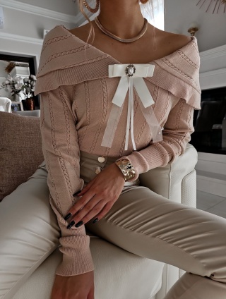 Sweter z kaszmirem SABISHA ciemny beż